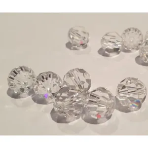 100 Pcs 10mm Plastic White/Transparent Clear Round Faceted Beads