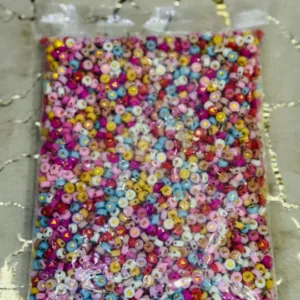 Colorful Acrylic Beads with Golden Heart