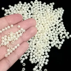 Half Kg 4mm (Small) Round White Plastic Pearl Beads For Jewelry Making DIY Bracelet Necklace Earrings Crafting Embroidery Keychain Etc