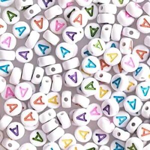 100 pcs Only A letter Beads round Multicolor Acrylic letter Beads