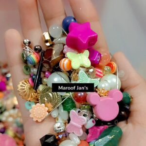 50g Maroof Jan's Bead Mix Charms Pearls Headpins Seed Beads Multicolor For Jewelry Making DIY Bracelet Necklace Earrings Crafting Keychain Embroidery Tasbeeh Etc